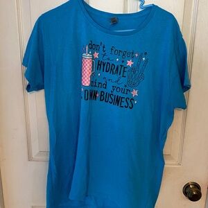 Gildan Women's Bright Blue Short Sleeve Graphic Tee - Hydrate Design